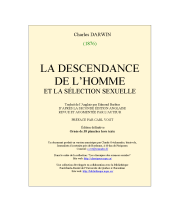 couverteur La descendance de l'homme et la selection sexuelle