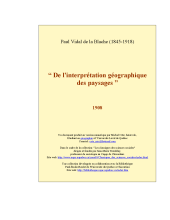 couverteur "De l'interpretation geographique des paysages"