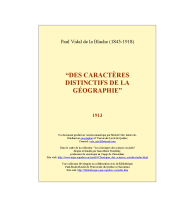 couverteur "Des caracteres distinctifs de la geographie"