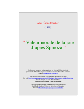 couverteur "Valeur morale de la joie d'apres Spinoza"