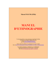 couverteur Manuel d'ethnographie